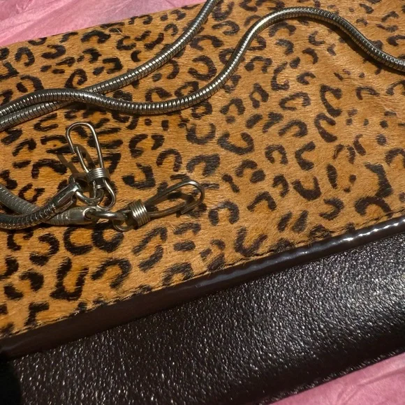 Vintage Valerie Steven’s Brown Leather & Leopard Calfhair Shoulder Clutch Bag - Picture 2 of 15